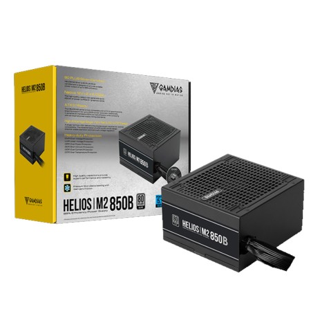 مزود طاقة GAMDIAS HELIOS M2 850B, قدرة 850 واط, شهادة كفاءة 80 Plus Silver, دعم معيار ATX 3.1, تصميم كابلات غير قابلة للفصل Non-Modular - أسود مزود طاقة GAMDIAS HELIOS M2 850B, قدرة 850 واط, شهادة كفاءة 80 Plus Silver, دعم معيار ATX 3.1, تصميم كابلات غير قابلة للفصل Non-Modular - أسود